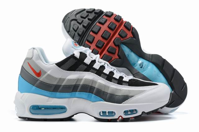 Nike Air Max 95 Men's Shoes White Grey Blue Black Red-107 - Click Image to Close